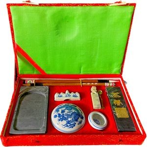 Chinese Calligraphy Writing Kit for Beginners with 2 goldfish paper cuttings